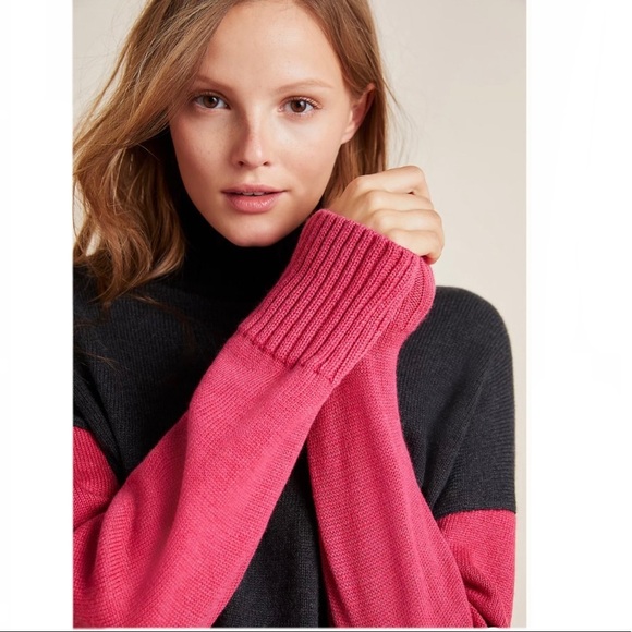 Anthropologie Michael Stars Colorblocked Turtleneck Sweater - Picture 4 of 10
